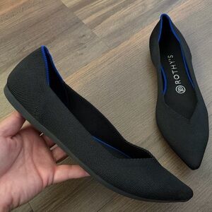 NEW Rothy's The Point Pointed Toe Slip-On Flats - Black - Size 8